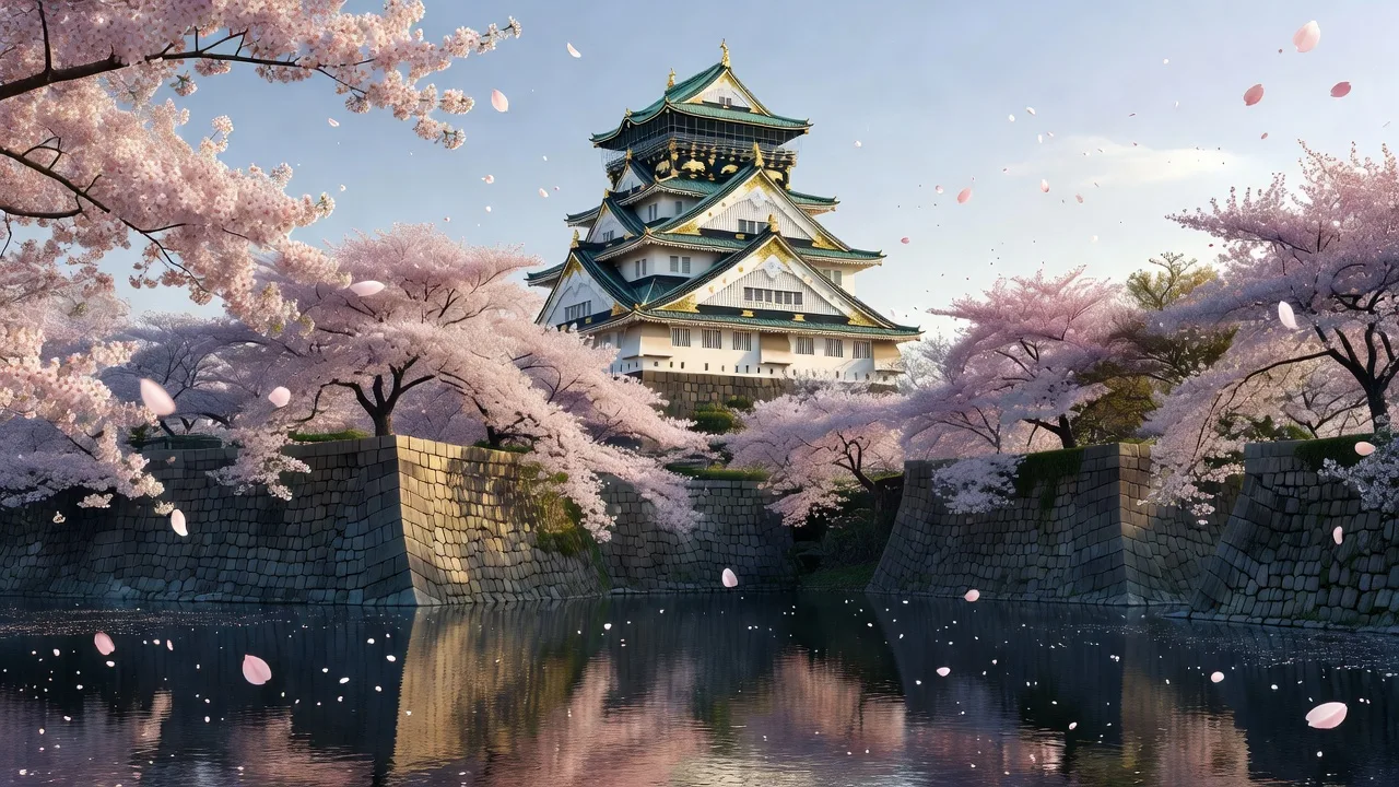 大阪城と桜
