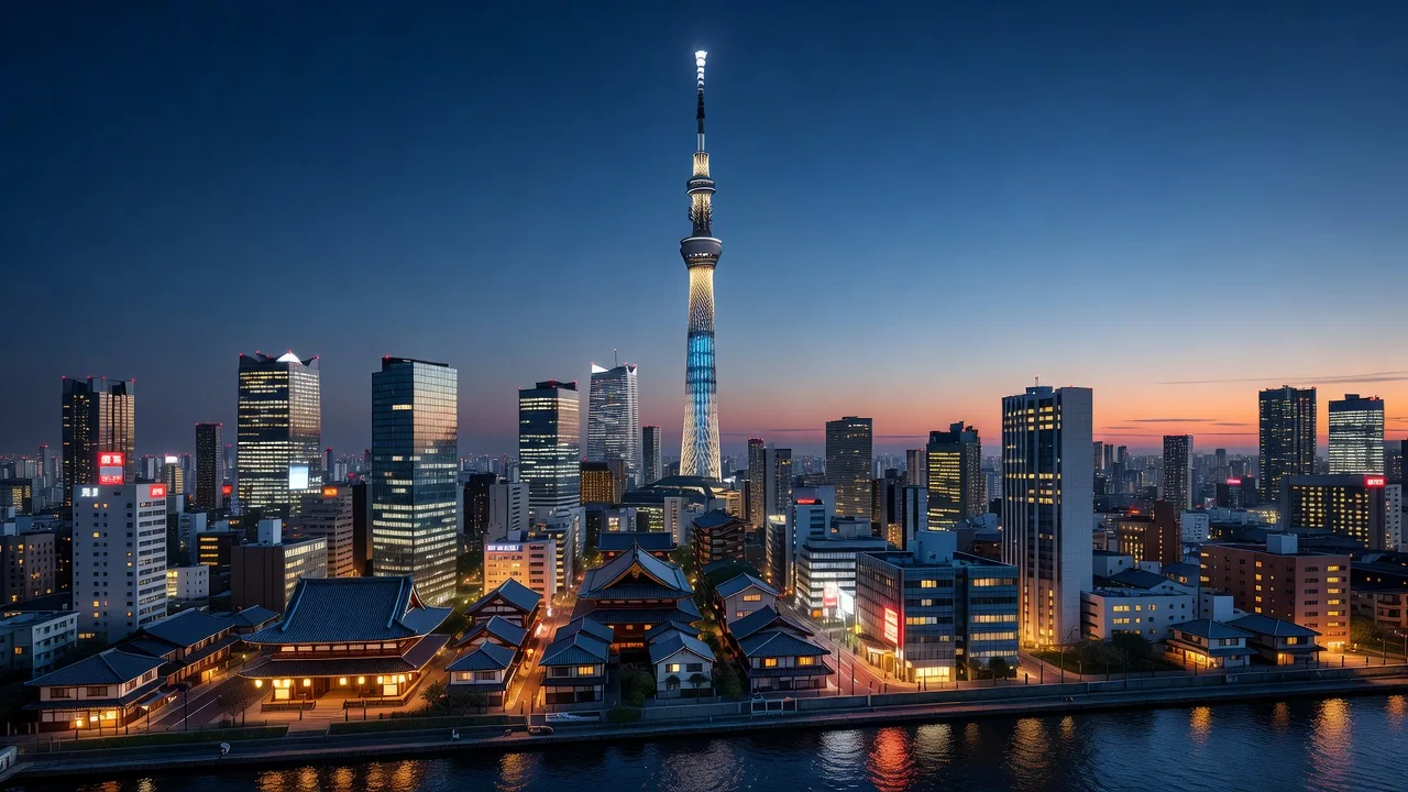 東京の夜景とスカイツリー
