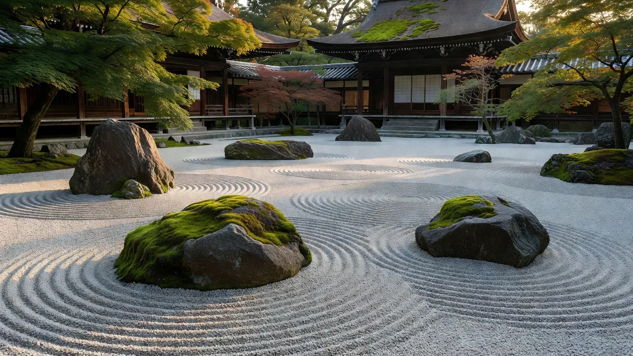 京都の枯山水庭園